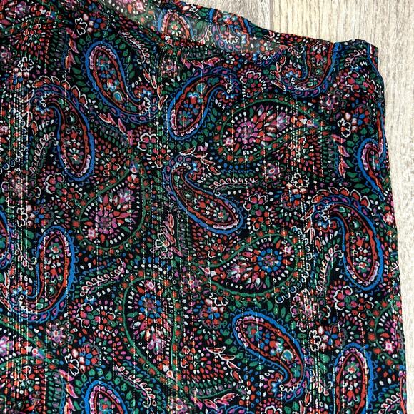 Ann Taylor Loft Jewel Tone Paisley Sheer Long Sleeve Pop Over S Top Moody Nature - Picture 9 of 10